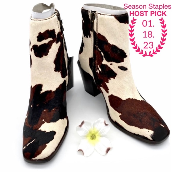 Frye Shoes - ❄️HP❄️NIB Frye Cream & Brown Calf Hair Georgia Leather Bootie, 5.5